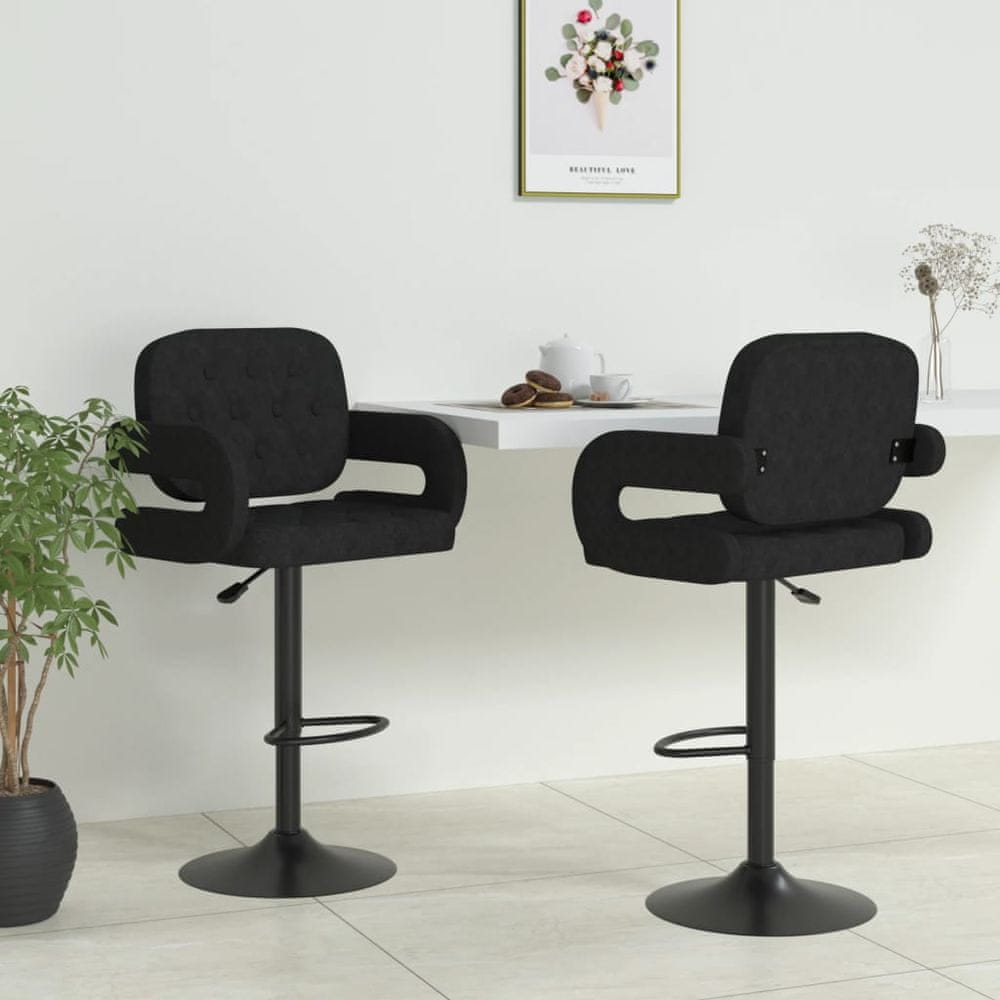 Vidaxl Barové stoličky, 2 ks, čierne, čalúnené látkou